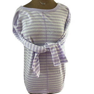 Talbots lilac‎ and white striped long sleeve top MED